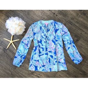 Lilly Pulitzer Elsa Silk Top - Into the Deep